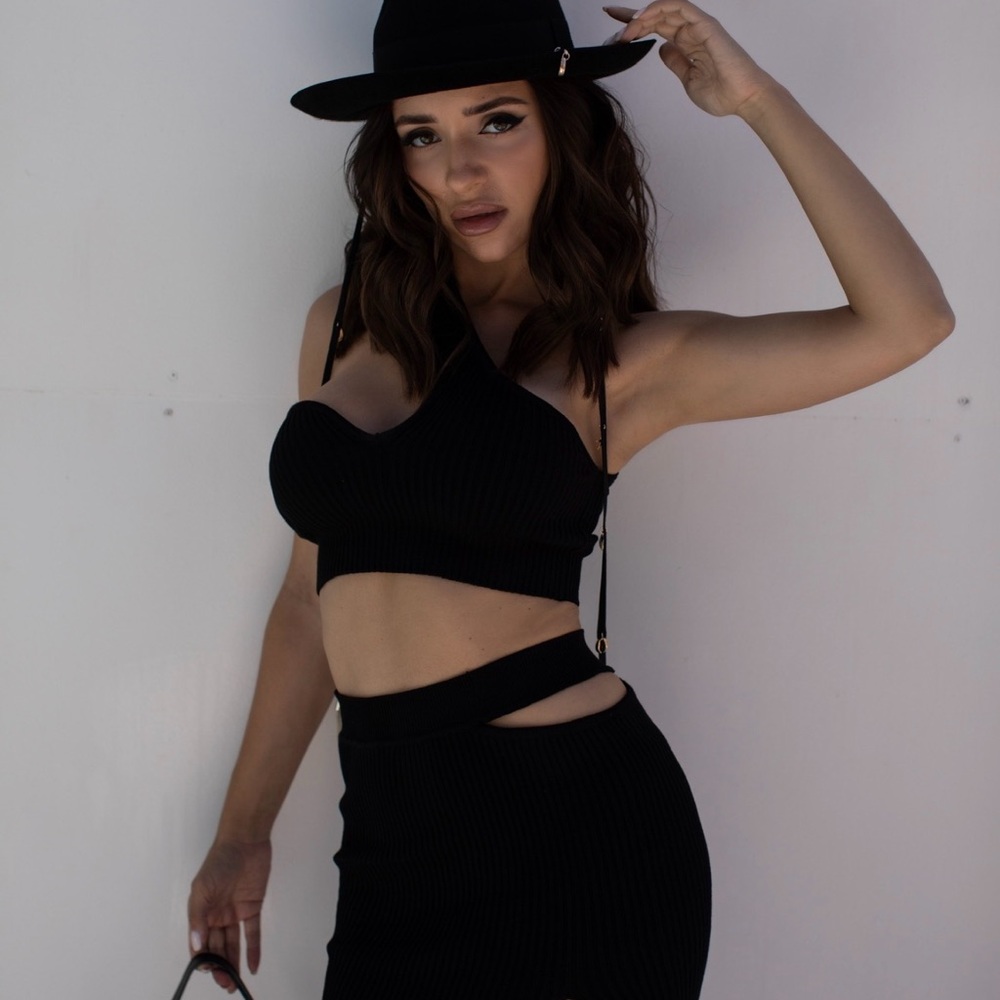 Elegant Black Women's Skirt set top